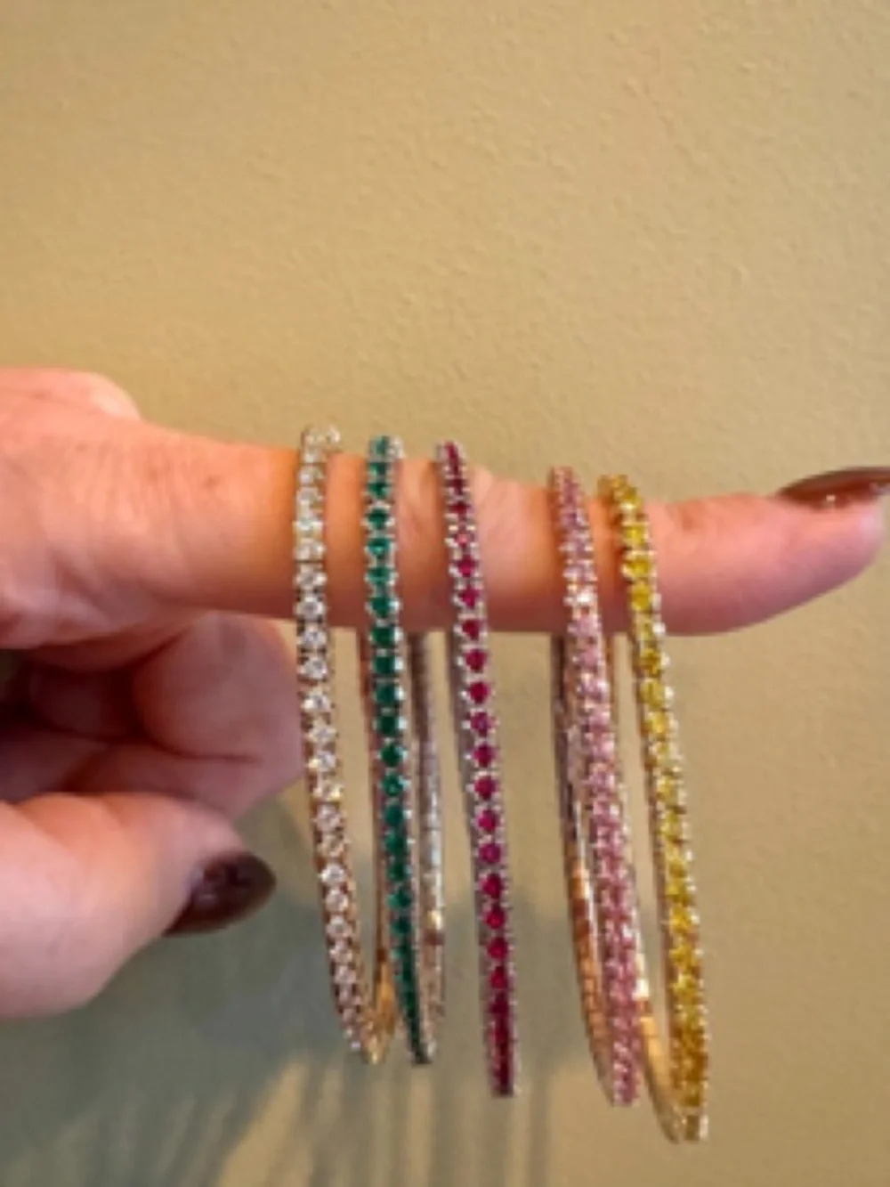 14K White Gold Lab Ruby Stretch Tennis Bracelet